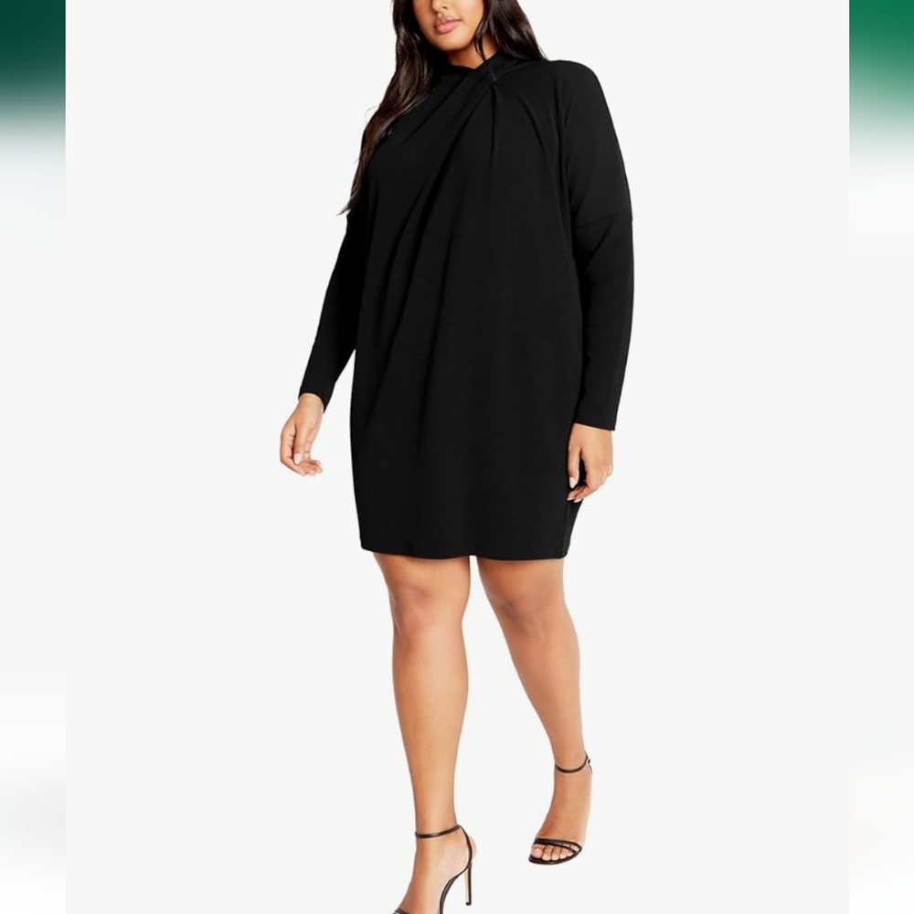 City Chic NEW Plus Size Wrap Neck Long Sleeve Dress